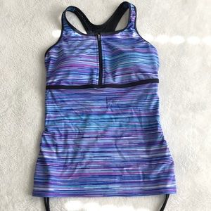 Free Country Specks Zip Front Tankini Swim Top S